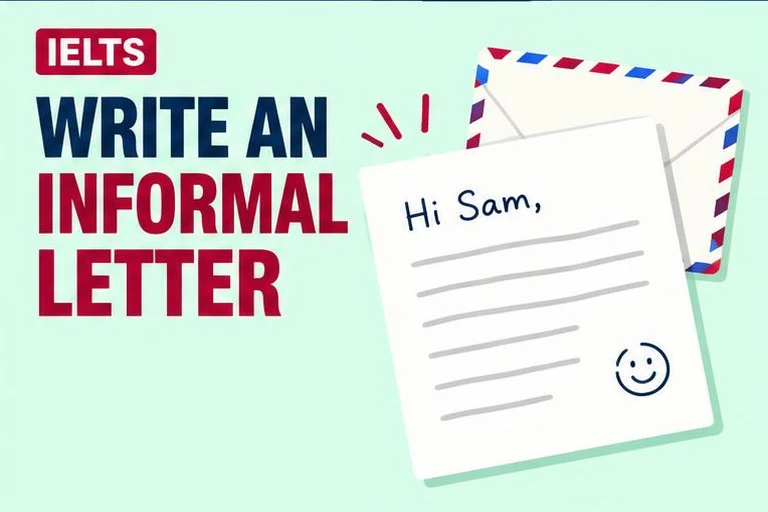 Illustrated study guide: IELTS General Training informal letter: tone, phrases and sample