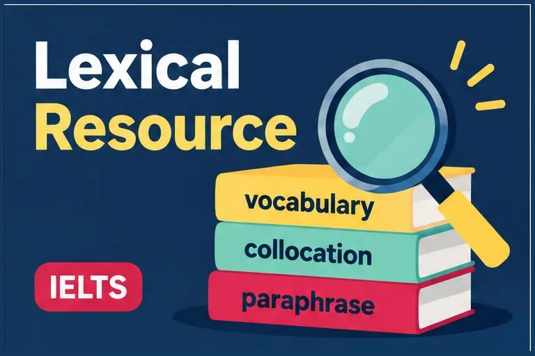 Illustrated study guide: IELTS Lexical Resource explained: how vocabulary is scored in Writing and Speaking