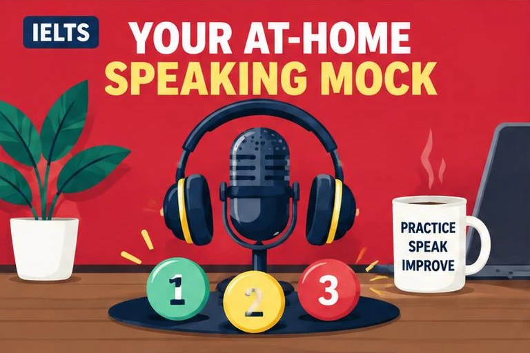 Illustrated study guide: How to Do a Full IELTS Mock Speaking Test at Home