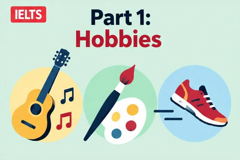 Illustrated study guide: IELTS Speaking Part 1 hobbies and free time: questions, answers and vocabulary