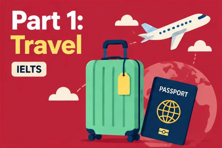 Illustrated study guide: IELTS Speaking Part 1 travel questions: sample answers and travel phrases