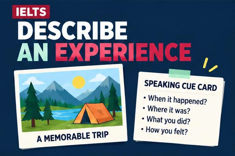 Illustrated study guide: IELTS Speaking Part 2: describe an experience (cue card guide)