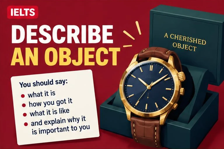 Illustrated study guide: IELTS Speaking Part 2: describe an object (sample answer and plan)