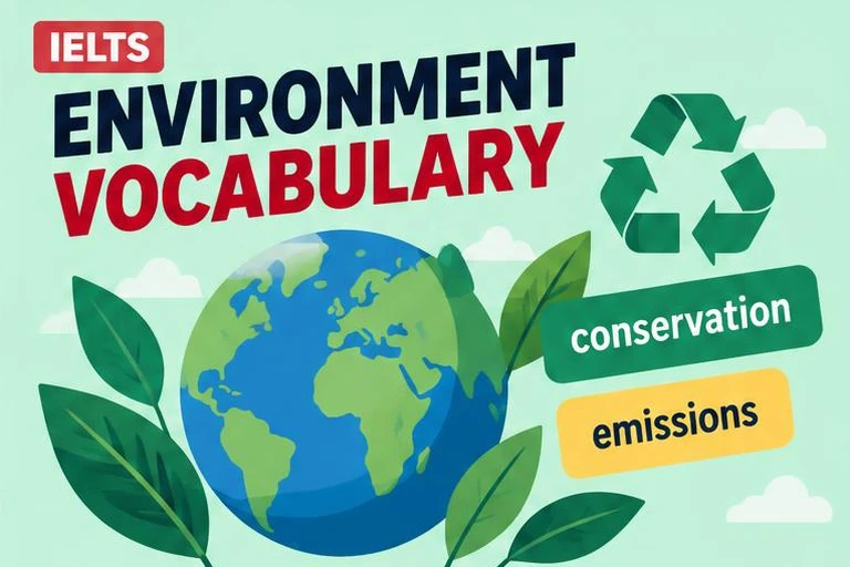 Illustrated study guide: IELTS Vocabulary for the Environment Topic: Collocations That Actually Help