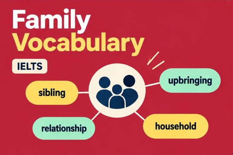 Illustrated study guide: IELTS family vocabulary: relationships, upbringing and society words