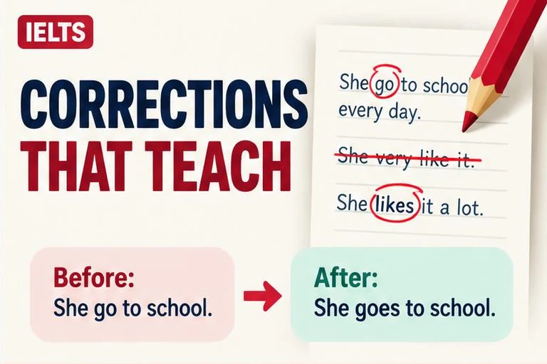 Illustrated study guide: IELTS writing correction service: what good correction looks like