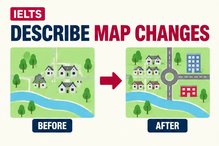 Illustrated study guide: IELTS Writing Task 1 map: describing changes to a place