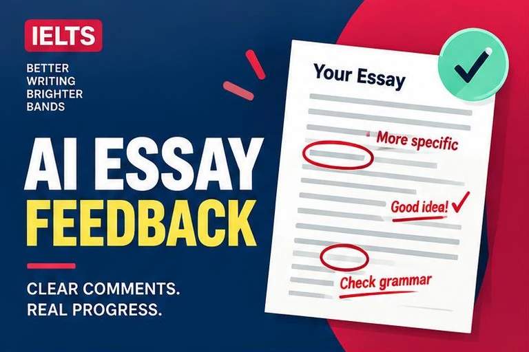 Illustrated study guide: IELTS Writing Task 2 AI essay checker: turn feedback into a better essay