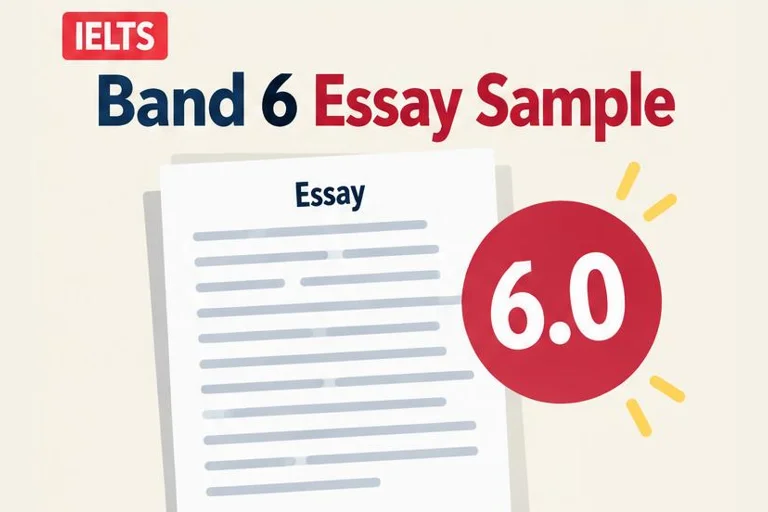 Illustrated study guide: IELTS Writing Task 2 Band 6 sample essay with examiner-style comments