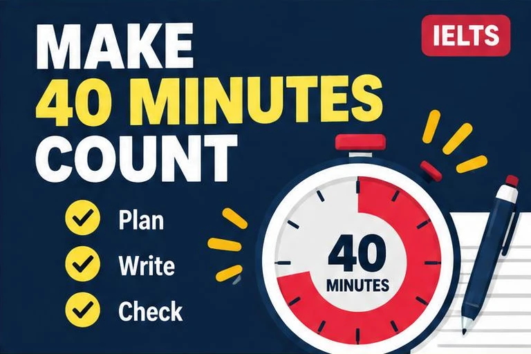 Illustrated study guide: IELTS Writing Task 2 Time Management: Making 40 Minutes Work